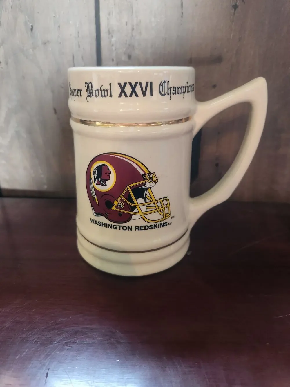 Washington Redskins Super Bowl XXVI 1992 Ceramic Beer Stein Mug